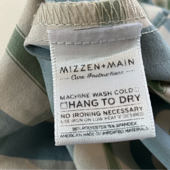 Mizzen Main Men XL TALL Trim Fit Shirt Blue Plaid Performance Long Sleeve Button - Picture 10 of 13